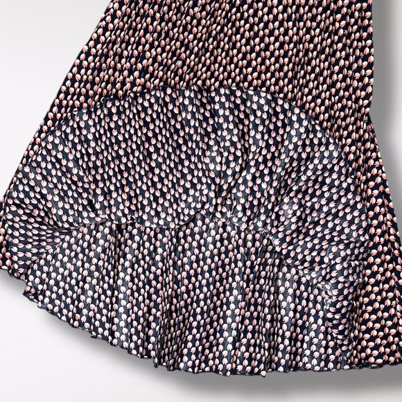 Max Studio Pleated Midi Skirt Navy Pink Floral Print Small - Picture 7 of 9
